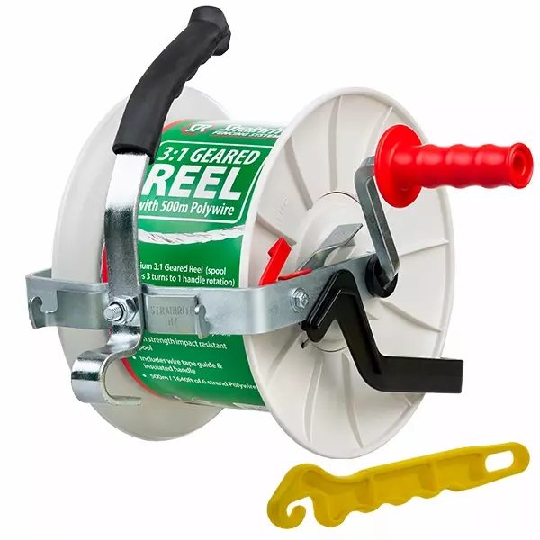 Geared reel 3 to 1 c/w 500m polywire